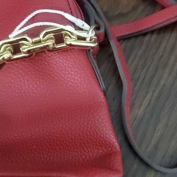 VINTAGE LIZ CLAIBORNE CROSSBODY FAUX LEATHER HANDBAG WITH GOLD CHAIN - Picture 3 of 7